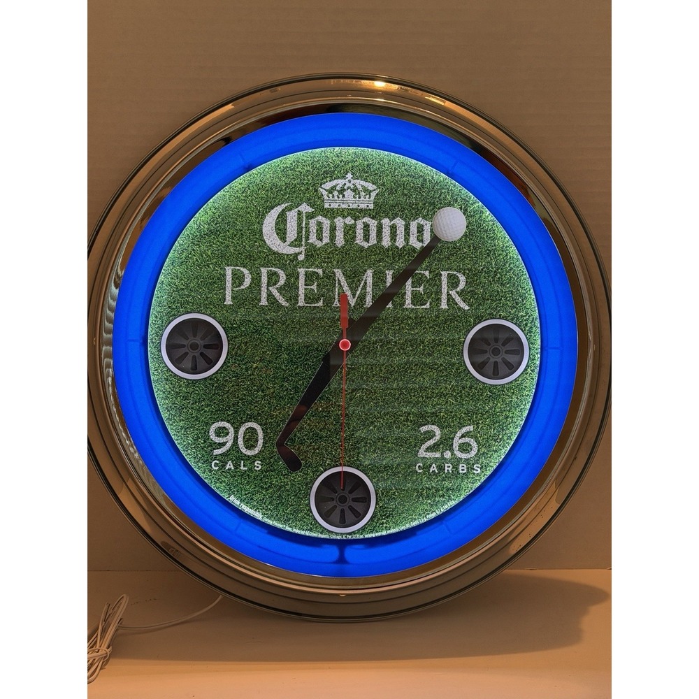 Corona Premier Beer "Tee Time" Golf Wall Clock Neon Light 16"